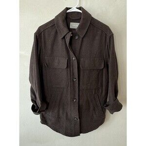 Everlane Shirt Jacket Top Women’s Small S Brown Pockets Button Up Cotton